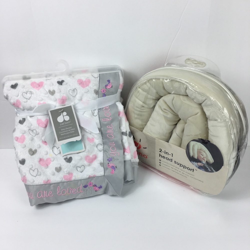 Baby Girl Blanket Soft White Pink Grey Bundle